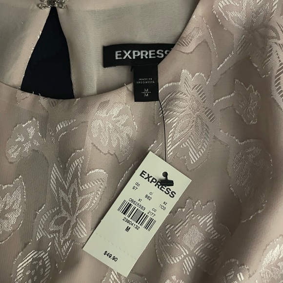 Express pink waist top, back zip closure, semi sheer fabric Size Medium - Picture 3 of 4